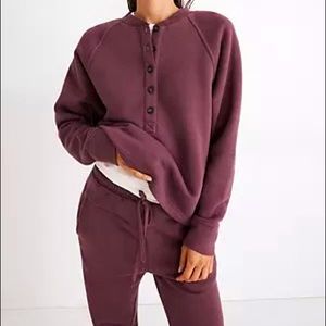 Madewell Betterterry Henley Sweatshirt size M